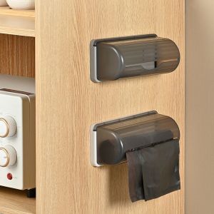 CHENJIE Plastic Trash Bags Storage Box Extraction Wall Mounted Garbage Bag Dispenser Multi-purpose Self-adhesive Grocery Bag Holder Home