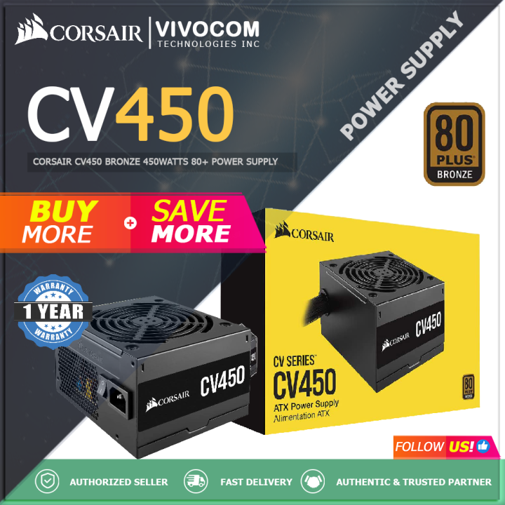 CORSAIR CV450 450WATTS 80 PLUS BRONZE CERTIFIED PSU, Corsair CV 450 ...