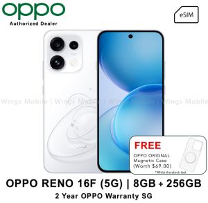 OPPO Reno 16F 5G | 8GB + 256GB | 50MP Camera | eSIM | 6500mAh | 45W SUPERVOOC | 2 Years OPPO Warranty