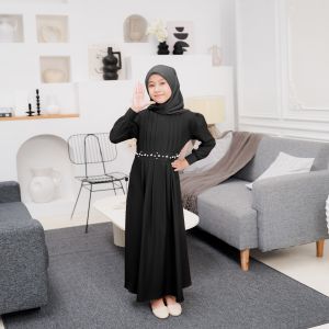 Gamis Anak Noira Crinkle Airflow Mute Free Bross usia 4 - 7 Tahun / gamis anak perempuan kombinasi rempel