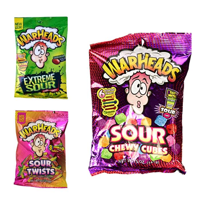 Warheads Sour Candy Sweets - Chewy Cubes / Sour Twist / Sour Hard
