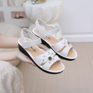 [Free Shipping] Summer WomenS Sandals: Elegant Soft And Simple Sandals For Mothers And Grandmothers Mid-Heel Thick-Soled One-Strap Sandals