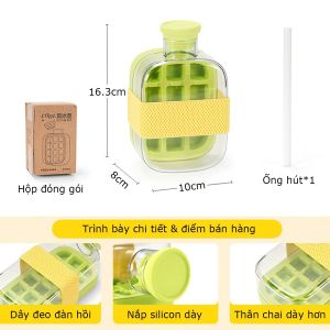 Lưới Đá Có Nắp Ống Hút Đá Khuôn Chai Nước Lạnh Mùa Hè Đa Năng Làm Đá CốcKhay Làm Đá Tủ Lạnh-HAUSE