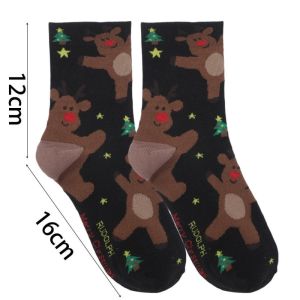 [Cutewomen2020] ถุงเท้าคริสต์มาสสีแดงเทศกาลของตกแต่งต้นคริสมาสต์ขนมปังขิงซานตาคลอสถุงเท้าพิมพ์ลายฤดูใบไม้ร่วงและฤดูหนาวอบอุ่นถุงน่องกลางสำหรับผู้หญิง