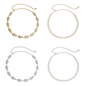 Stylish Pearls Decorated Metal Waist Belt Waist Chain Strap With Adjustable Clasp For Formal & Casual Clothing