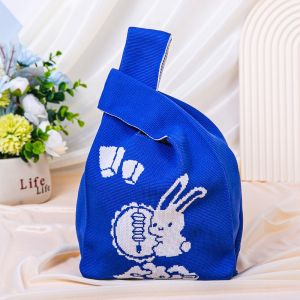 SWALLOWED Creative Mid-Autumn Festival Handbag Mini Moon Cake Wrist Knot Bag Gift Hand-Woven Tote Crochet Handbag Handmade