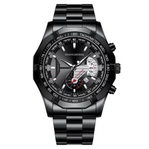 Mens Luxury Watch Stainless Steel Strap Professional Quartz Water Golden Resistant for Casual/Sport