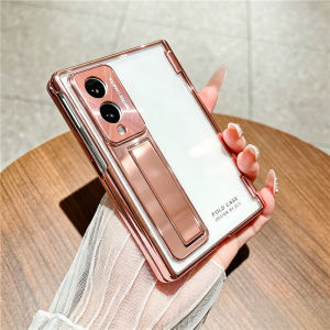 Plating Bracket Stand Holder With Screen Case For Samsung Galaxy Z Fold 8 Ultra 7 6 Fold8 5G Clear Hinge Protection Cases