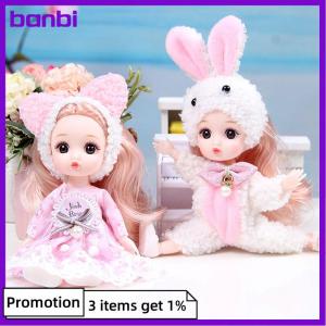 banbi Búp bê Mini có thể di chuyển 16cm Búp bê đồ chơi tự làm với quần áo trang phục cho bé gái Đồ chơi