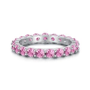 S925 Pure silver diamond ring for women European and American fashion single row full diamond ring hot-selling jewelry wholesale