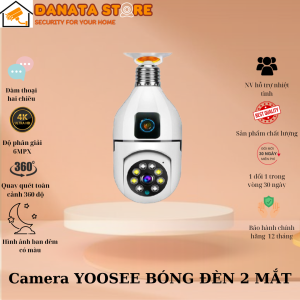 [Mẫu 2026] Camera Yoosee BÓNG ĐÈN 2 MẮT (1 CỐ ĐỊNH 1 XOAY) thế hệ mới 10.0MP - xoay 360 độ xem đêm có màu kèm chui cắm thông minh