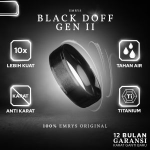 Emrys BLACK DOFF GEN 2 Cincin Real Titanium Pria Wanita Anti Karat