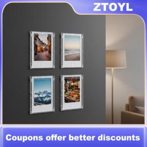 【ZTOYL】 3 Inch Minimalist Refrigerator Magnet Photo Frame Transparent 1Pc or 5Pc Easy Insert Family Kitchen School Decor