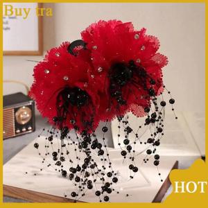 [Buytra] 1PC Elegant Mesh Flower Hair Clip For Women Elegant Tassel Shark Clip