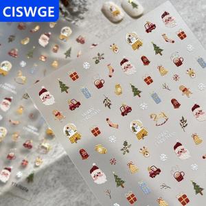 [COD] CISWGE AUTOPARTS Dễ thương giáng sinh người tuyết cây giáng sinh Santa Claus dán móng tay Kawaii nghệ thuật dán tự làm năm mới Phụ Kiện Làm móng đề can