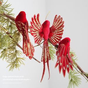 MUNCHX 1pair Thiết kế nhẹ. Đồ trang trí hình chim cho cây thông Noel. Hoàn thiện lấp lánh Đuôi lông vũ dài Đồ trang trí hình chim mô phỏng Tinh tế Lông vũ đầy màu sắc. Đồ trang trí hình chim nhân tạo Cây thông Noel