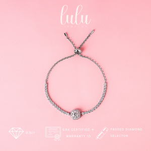 Lulu Moissanite Jewelry - Gelang Adjust Berlian Moissanite 1 Carat Lapis Emas 18K - Stella Round Cut Moissanite Adjustable Bracelet 1CT Sertifikat GRA