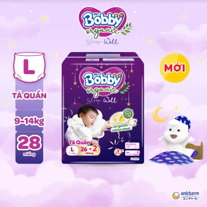 Tã Quần Cao Cấp Ban Đêm Bobby Organic Sleep Well - Size L26+2