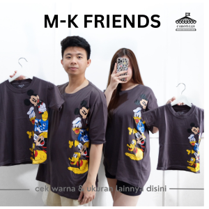 CAROTYLES S  Kaos Couple Keluarga Motif Mcky BaseBall Wanita Lengan Pendek Katun