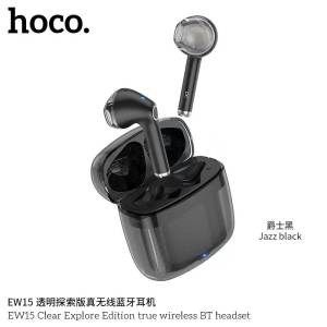 HOCO EW15 หูฟังบลูทูธไร้สาย True Wireless headset Clear Explore Edition ดีไซน์โปร่งใส ทันสมัย มาพร้อมกล่องชาร์จ 350 mAh