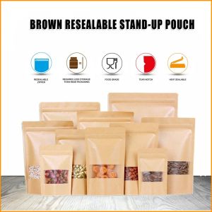 (50pcs) STAND UP POUCH | Brown Kraft Paper Bag Stand up Zipper Resealable bag