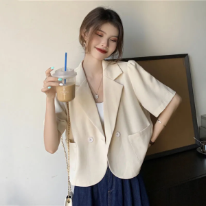 Cocoepps Váy áo khoác mặc Suit nhỏ mỏng đa năng cho nữ bộ đồ chống nắng mới thường ngày mùa hè Áo ngắn tay Hàn Quốc TT