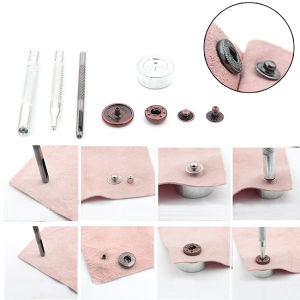 【Dikirim dlm 24jam】11Pcs Eyelet Die Punch Hole Snap Button Fastener Press Leather Craft Alat Pasang Mata Ayam Besi Rivet Setter Base Kit Hand Untuk Kerajinan Kulit 6-15MM