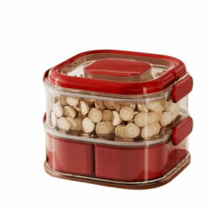 SWEET TIM Transparent Spice Storage Box Stackable Large Capacity Seasoning Storage Box BPA Free Foldable Handle Kitchen Storage Box Kitchen Organizer