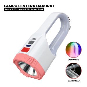 Senter Cas Emergency Senter LED Rechargeable Cahaya Super Terang Lampu Senter RGB-HB-2217