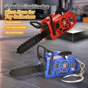YIYIUR Pull Rope Electric Saw Keychain Realistic Plastic Logging Saw Toy Creativity Handheld Power Saw Bag Pendant Gift Key Decor