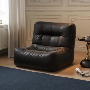 FFBH Leather Living Room Sofa Lounger Comfortable Soft Modern Sofas Relaxing Lazy Simple Sofa Home Interior Decorative Furniture 3M8Q4