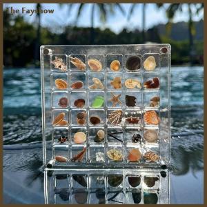 [The Fayshow] กล่องแม่เหล็กเปลือกหอยอะคริลิคใสเปลือกหอยปลาดาวกล่องเก็บของขนาดเล็ก36 64 100ช่อง