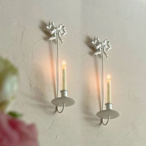 xpkQ Vintage Bowknot Candle Holders Metal Wall-Mounted Candle Holders Elegant Home Decor for Wedding Party Decoratives Wall Ornaments N7Y3P
