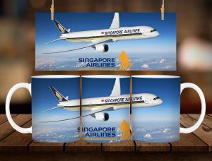 * 1 PC MUG WITH BOX * SINGAPORE AIRLINES MUG DESIGN 11oz with BOX SOUVENIR