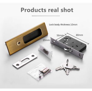 (COD+3 days delivery) Luxury Retro Style Japanese Style Sliding Door Lock with Recessed Handle Invisible Barn Wood Door Security Furniture Hardware Rectangular with Key Premium Quality Zinc Copper Alloy