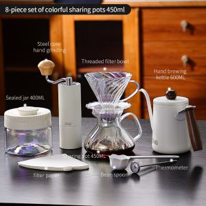 BINCOO Pour‑Over Coffee Set Manual Coffee Dripper Filter Cup Glass Server with Scale Mark Dripper Coffee Brewing & Filter Kit 450ML/550ML