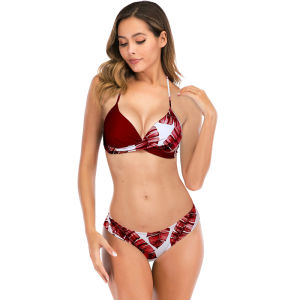 Women Two Piece Swimsuit Triangle Bikini Set Monokini Printed Swimwear Padded Push Up Swimwear Brazilian Bathing Suit Large Plus Size XXXL