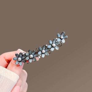 New Pearl Glaze Flower Hairpin High-end Womens Bangs Side Clip One-word Duckbill Clip Elegant Simple Korean Hair Accessories