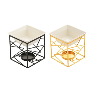 Gốm sứ bát tinh dầu Đầu đốt sáp melter kim loại hình học tealight chủ cho trang trí phòng ngủ phòng khách