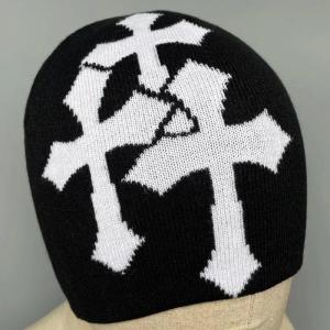 Y2K Crucifix Jacquard Knitted Hat European and American Popularity Hip Hop Hat Street Trend Fashion Personality Adult Hat