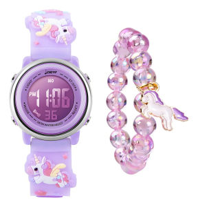 JKL Ben Nevis Digital Watch and Bracelets Waterproof Sports Watch for Boys and Girls with Alarm Clock Timer Color-Changing Lights Violet Unicorn Strap 2026