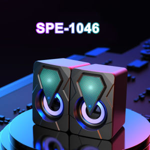 VAORLO Portable RGB Mini Wired Speaker HIFI Stereo USB Computer Speakers 3.5MM PC Black Sound Box Laptop Subwoofer