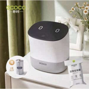 Thùng rác để bàn ECOCO 15L đa năng tặng kèm túi rác Hộp đựng vỏ mini văn phòng nắp kín cao cấp 2241