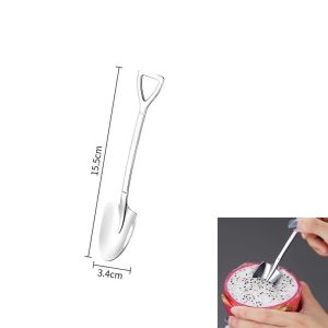 10Pcs Coffee Tea Spoon Stainless Steel Tableware Scoop Shovel Spoon for Ice Cream Dessert Watermelon Spoon
