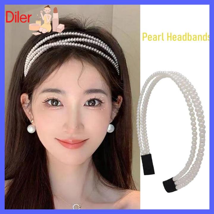 DILER Three Layer Pearl Hair Hoop Styling Tools Hair Accessories ...