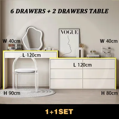 RISERO Dressing Table With Drawer Retractable Dresser 3-tier Dressing Table Bedroom Simple Wooden Dresser