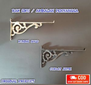 TERMURAH Rak Siku Dinding Gantung Ambalan Penyangga Gantungan Kunci Baju Antik 21.5cm