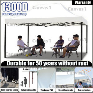 ☔3 layers thickened☔Night Market Canopy 6x6 8x8 10x10 10x15 10x20Ft Full Black pole Frame Folding Canopy Kanopi Penuh Khemah Rangka Besi Pasar Malam Niaga Kanopi Bazar Pasar Malam Khemah Niaga Payung Niaga