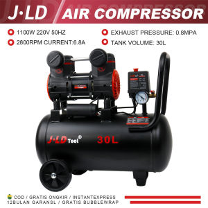 JLD Kompresor Angin 30liter Oiless Listrik 1100W Alat Tekanan Udara 220V Mesin Kompresor Angin Listrik Direct Compresso/Pompa Angin Multifungsi Portable Perbaikan Mobil/Gelembungan Ban
