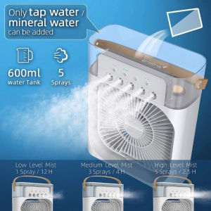 Kipas Angin Pendingin Udara Portabel 600ml Mini AC Kipas Kabut Portable - Kipas Angin AC Mini - Kipas AC Portable - Kipas Angin Pendingin Spray Air - Air Cooler Ruangan dan Mobil - Warna Random